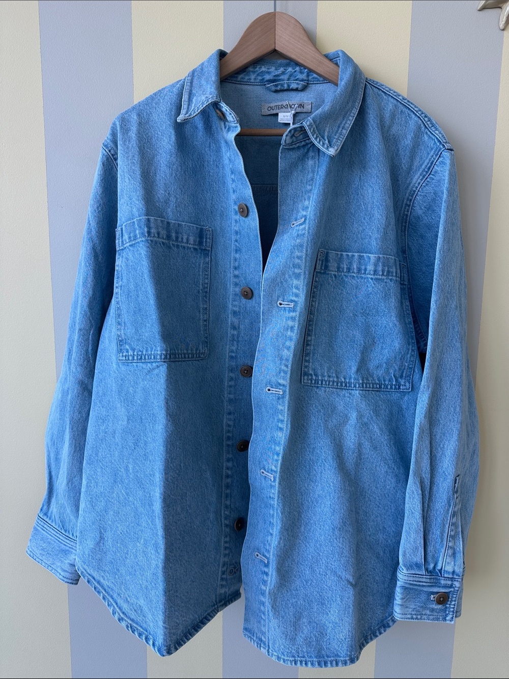 Outerknown Light Blue Denim Jacket with Front Patch Pockets